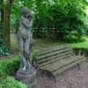 Große Casa Padrino Jugendstil Skulptur Frau mit Blume Antik Stil Grau 40 x H 140 cm Antikstil Grau - Barock Gartendeko - Schwer und Massiv
