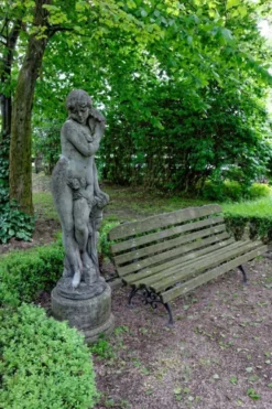 Große Casa Padrino Jugendstil Skulptur Frau mit Blume Antik Stil Grau 40 x H 140 cm Antikstil Grau - Barock Gartendeko - Schwer und Massiv