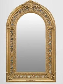 Großer prunkvoller Barock Spiegel Halbrund Gold 185 x 110 cm