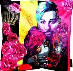 Harald Glööckler Designer Deko Kissen Pompöös by Casa Padrino mit Glitzersteinen Pink Flowers - Art Collection -