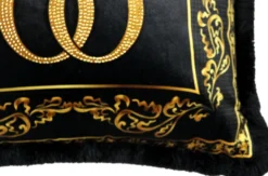Harald Glööckler Luxus Deko Barock Kissen Pompöös by Casa Padrino Schwarz / Gold / Schwarz Krone Deluxe mit Strass Steinen - Glööckler Kissen AAA