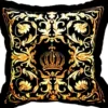 Harald Glööckler Luxus Deko Kissen Pompöös by Casa Padrino Schwarz / Gold Barock Muster / Schwarz 50 x 50 cm - Glööckler Kissen mit Glitzersteinen
