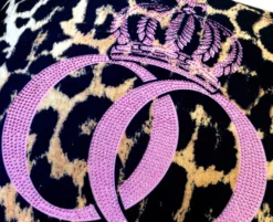 Harald Glööckler Luxus Deko Kissen Pompöös by Casa Padrino Leopard / Pink mit Strass Steinen Leo - Feinster Samtstoff - Glööckler Kissen