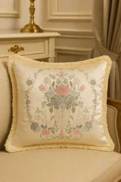 Harald Glööckler Luxus Deko Kissen Pompöös Provence by Casa Padrino Silber / Creme 45 x 45 cm