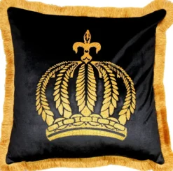 Harald Glööckler Luxus Deko Kissen Pompöös by Casa Padrino Schwarz / Gold Krone mit Strass Steinen - Glööckler Kissen AAA