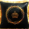 Harald Glööckler Luxus Deko Kissen Pompöös by Casa Padrino Luxus Krone mit Strass Steinen Schwarz / Gold - Feinster Samtstoff - Glööckler Kissen