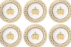 Harald Glööckler Pompöös Porzellan Suppenteller Set mit Krone Weiß / Gold Ø 22,3 x H. 3,7 cm - designed by Harald Glööckler
