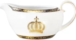 Harald Glööckler Pompöös Porzellan Sauciere mit Krone Weiß / Schwarz / Gold 17,8 x 12,4 x H. 8,5 cm - designed by Harald Glööckler