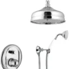 Luxus Badezimmer Duplex Duschgarnitur Silber / Weiß - Brauseset mit Einhelbelmischer