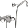 Luxus Badezimmer Duschgarnitur mit Swarovski Kristallglas Silber - Badewannen Dusch Armatur Brauseset