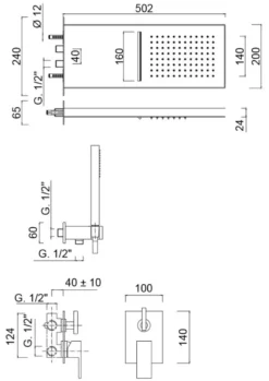 Luxus Duschgarnitur UP-Einhebel-Brausemischer Unterputz-Brauseset Kopfbrause mit Wasserfallstrahl / Regenstrahl Silber - Luxus Badezimmer Duschset