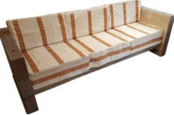 Luxus Garten Möbel Set Eiche Massiv - schwere Ausführung - 3er, 2er, 1x + Tisch - Massivholz rustikal - Lounge Set