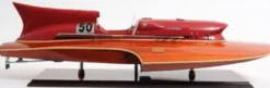 Luxus Holz Speedboot Braun / Rot 83 x 34 x H. 23 cm - Handgefertigtes Deko Modellboot Boot