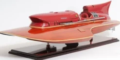 Luxus Holz Speedboot Braun / Rot 83 x 34 x H. 23 cm - Handgefertigtes Deko Modellboot Boot