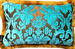 Luxus Kissen Pompöös by Casa Padrino von Harald Glööckler Elegance Collection Barock Muster Türkis / Gold 35 x 55 cm - Luxuskissen