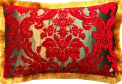 Luxus Kissen Pompöös by Casa Padrino von Harald Glööckler Elegance Collection Barock Muster Rot / Gold 35 x 55 cm - Luxuskissen