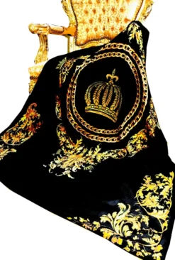 Luxus Wohndecke Pompöös by Casa Padrino Barock Chains & Crown Schwarz / Gold von Harald Glööckler mit Glitzersteinen