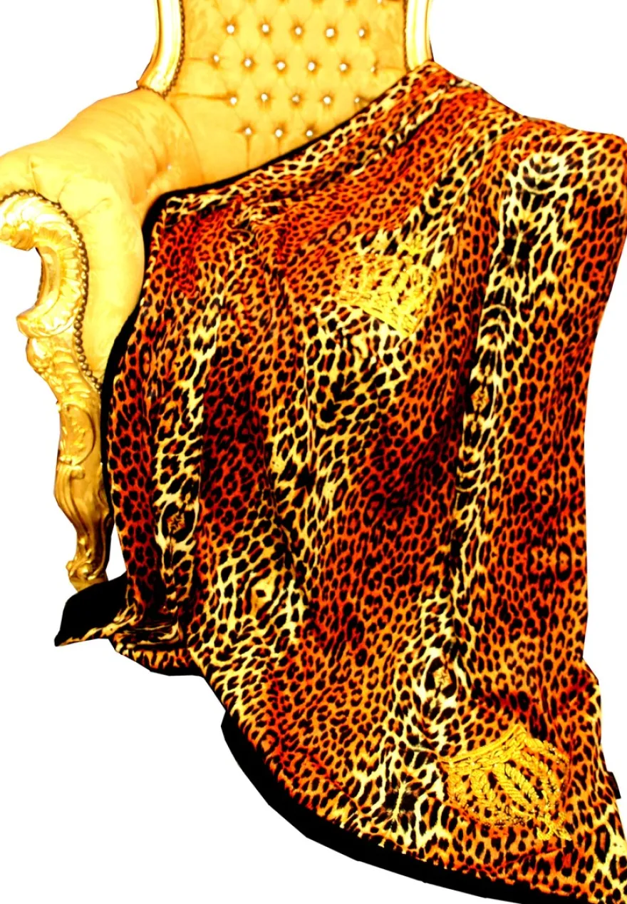 Luxus Wohndecke Pompöös by Casa Padrino Barock Leopard / Kronen von Harald Glööckler mit Glitzersteinen