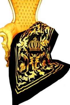 Luxus Wohndecke Pompöös by Casa Padrino Barock Krone Gold / Schwarz von Harald Glööckler mit Glitzersteinen