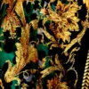 Luxus Wohndecke Pompöös by Casa Padrino Barock Grün / Gold / Schwarz von Harald Glööckler mit extrem vielen Glitzersteinen