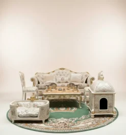 Pompöös by Casa Padrino Barock Katzenhaus Provence Silber / Cremeweiß / Gold - designed by Harald Glööckler