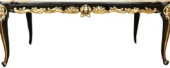 Pompöös by Casa Padrino Barock Luxus Esstisch mit Glasplatte Schwarz / Gold 200 x 100 cm - Pompööser Barock Esstisch designed by Harald Glööckler