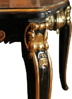 Pompöös by Casa Padrino Barock Luxus Esszimmer Set Gold / Schwarz - Pompööser Barock Esstisch mit Glasplatte und 6 Barock Esszimmerstühle designed by Harald Glööckler - Barock Möbel