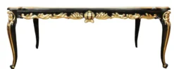 Pompöös by Casa Padrino Barock Luxus Esstisch mit Glasplatte Schwarz / Gold 180 x 100 cm - Pompööser Barock Esstisch designed by Harald Glööckler