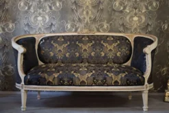 Pompöös by Casa Padrino Barock Wohnzimmer Set Creme / Oliv mit goldenem Muster - Pompööse Barock Wohnzimmermöbel designed by Harald Glööckler