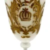 Pompöös by Casa Padrino Luxus Barock Weinglas Set Weß / Gold Ø 8,7 x H. 20,3 cm - Weingläser mit 24 Karat Vergoldung - Pompööse Weingläser designed by Harald Glööckler - Luxus Designer Weingläser