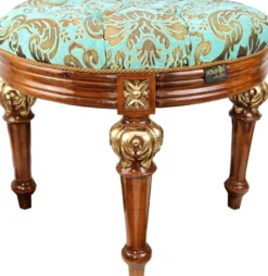 Pompöös by Casa Padrino Luxus Barock Sitzhocker Rund Rot Muster / Braun Gold Ø 62 cm - Pompööser Barock Hocker designed by Harald Glööckler