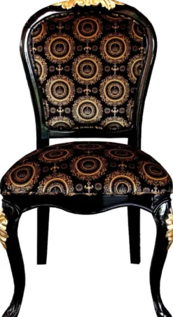 Pompöös by Casa Padrino Luxus Barock Esszimmer Stühle mit Krone Schwarz / Gold & Schwarz / Silber (4 Stühle) Harald Glööckler Möbel