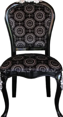 Pompöös by Casa Padrino Luxus Barock Esszimmer Stühle mit Krone Schwarz / Gold & Schwarz / Silber (4 Stühle) Harald Glööckler Möbel