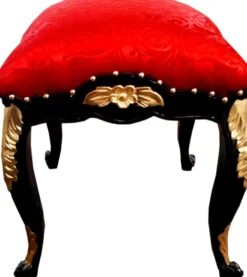 Pompöös by Casa Padrino Luxus Barock Sitzhocker Eckig Rot Muster / Schwarz / Gold - Pompööser Barock Hocker designed by Harald Glööckler