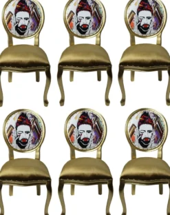 Pompöös by Casa Padrino Luxus Barock Esszimmerstühle Gold / Mehrfarbig 50 x 60 x H.104 cm - Pompööse Barock Stühle designed by Harald Glööckler - 6 Esszimmerstühle