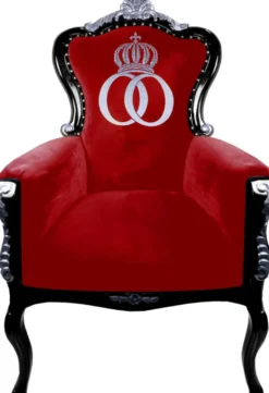 Pompöös by Casa Padrino Luxus Barock Sessel Bergere Rot / Schwarz / Silber - Pompööser Barock Sessel designed by Harald Glööckler