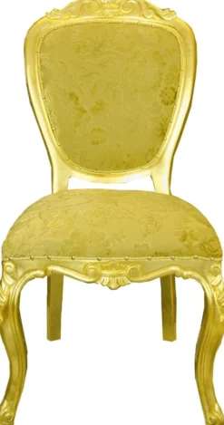 Pompöös by Casa Padrino Luxus Barock Esszimmerstühle Gold Bouquet Muster / Gold - Pompööse Barock Stühle designed by Harald Glööckler - 4 Esszimmerstühle - Barock Esszimmer Möbel