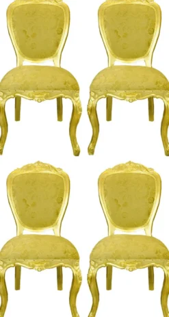 Pompöös by Casa Padrino Luxus Barock Esszimmerstühle Gold Bouquet Muster / Gold - Pompööse Barock Stühle designed by Harald Glööckler - 4 Esszimmerstühle - Barock Esszimmer Möbel