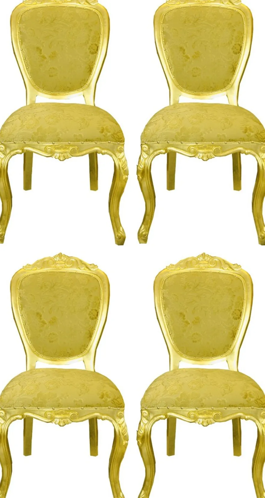 Pompöös by Casa Padrino Luxus Barock Esszimmerstühle Gold Bouquet Muster / Gold - Pompööse Barock Stühle designed by Harald Glööckler - 4 Esszimmerstühle - Barock Esszimmer Möbel