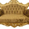 Pompöös by Casa Padrino Luxus Barock 2er Sofa Gold Bouquet Muster / Gold - Pompööses Barock Sofa designed by Harald Glööckler