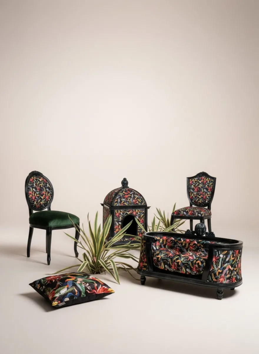 Pompöös by Casa Padrino Luxus Barock Hunde & Katzenbett Bunt / Schwarz