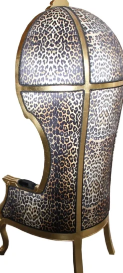 Pompöös by Casa Padrino Luxus Ballon Barock Sessel Isabelle Schwarz / Leopard mit glitzernder Krone - Pompööser Barock Sessel designed by Harald Glööckler