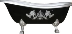 Pompöös by Casa Padrino Luxus Badewanne Deluxe freistehend von Harald Glööckler Schwarz / Silber 1695mm mit silberfarbenen Löwenfüssen