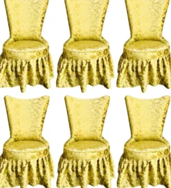 Pompöös by Casa Padrino Luxus Barock Schloss Esszimmerstühle Gold Bouquet Muster / Gold - Pompööse Barock Stühle designed by Harald Glööckler - 6 Esszimmerstühle - Barock Möbel