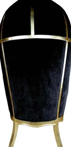 Pompöös by Casa Padrino Luxus Ballon Barock Sessel Schwarz / Gold mit glitzernder Krone - Pompööser Barock Sessel designed by Harald Glööckler