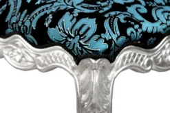 Pompöös by Casa Padrino Luxus Barock Sitzhocker Eckig Türkis Schwarz Muster / Silber - Pompööser Barock Hocker designed by Harald Glööckler
