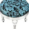 Pompöös by Casa Padrino Luxus Barock Sitzhocker Rund Türkis Schwarz Muster / Silber - Pompööser Barock Hocker designed by Harald Glööckler