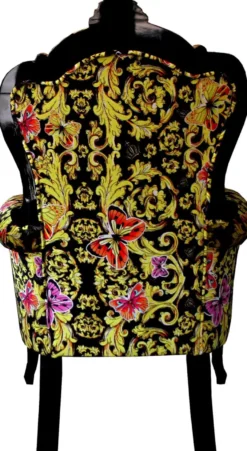 Pompöös by Casa Padrino Luxus Barock Sessel Bergere Butterfly & Flower Design / Schwarz / Gold - Pompööser Barock Sessel designed by Harald Glööckler B!