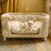 Pompöös by Casa Padrino Luxus Barock Hunde & Katzenbett Provence Silber / Antik Weiß
