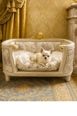Pompöös by Casa Padrino Luxus Barock Hunde & Katzenbett Provence Silber / Antik Weiß
